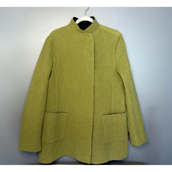 Beyond Threads Alpaca Coat Womens L Gray Green Reversible Wool Artsy Lagenlook - Picture 2 of 16